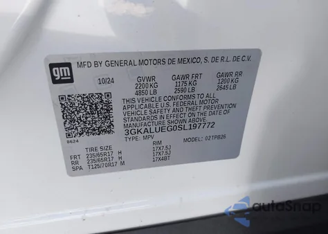 2025 GMC Terrain Awd Elevation из США, поврежденный, VIN 3GKALUEG0SL197772